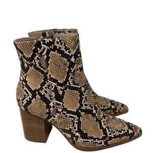 Raye Revolve Merit Size 6.5 High Heel Bootie Natural Snake Skin‎ Embossed